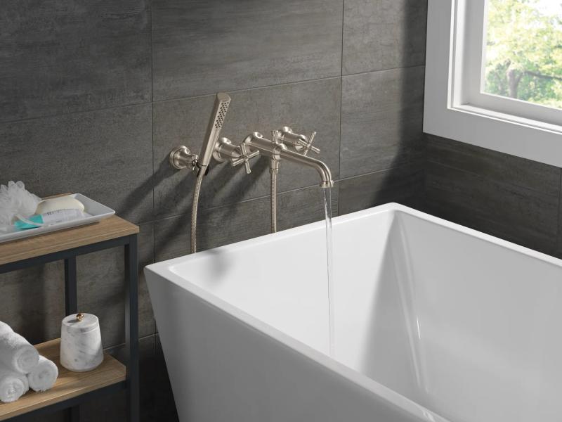DELTA Broderick Wall Mount Tub Filler Handle Kit-Cross — Lumicoat® Stainless