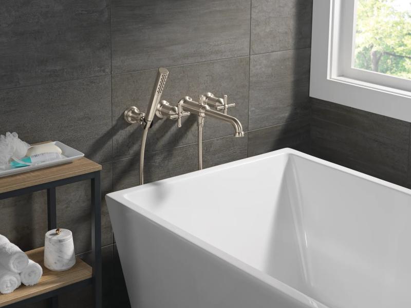 DELTA Broderick Wall Mount Tub Filler Handle Kit-Cross — Lumicoat® Stainless