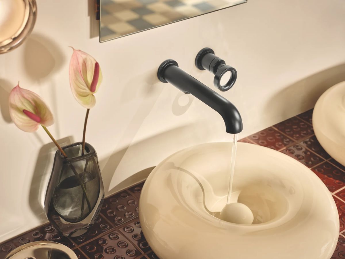 BRIZO Roccesco Single-Handle Wall Mount Lavatory Knob Handle Kit — Matte Black