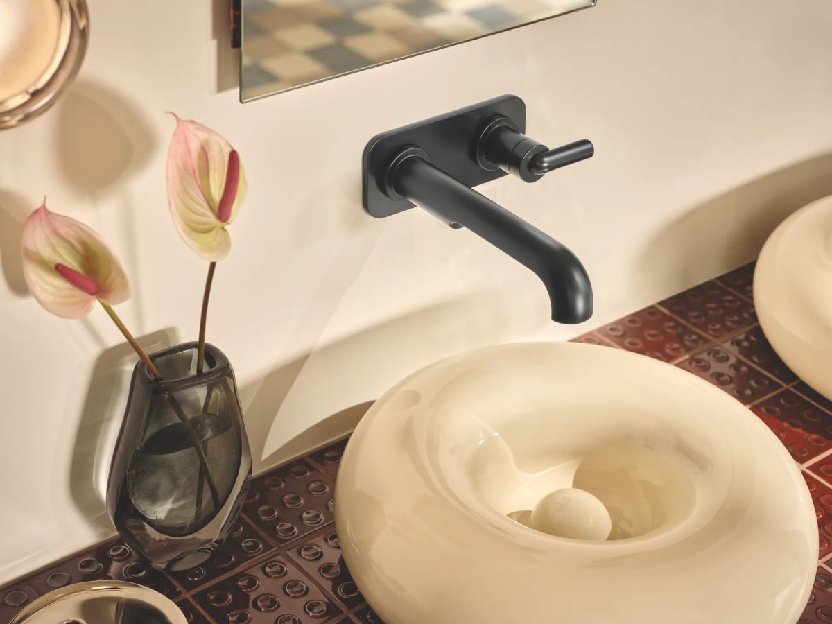 BRIZO Roccesco Single-Handle Wall Mount Lavatory Faucet - Less Handle — Matte Black