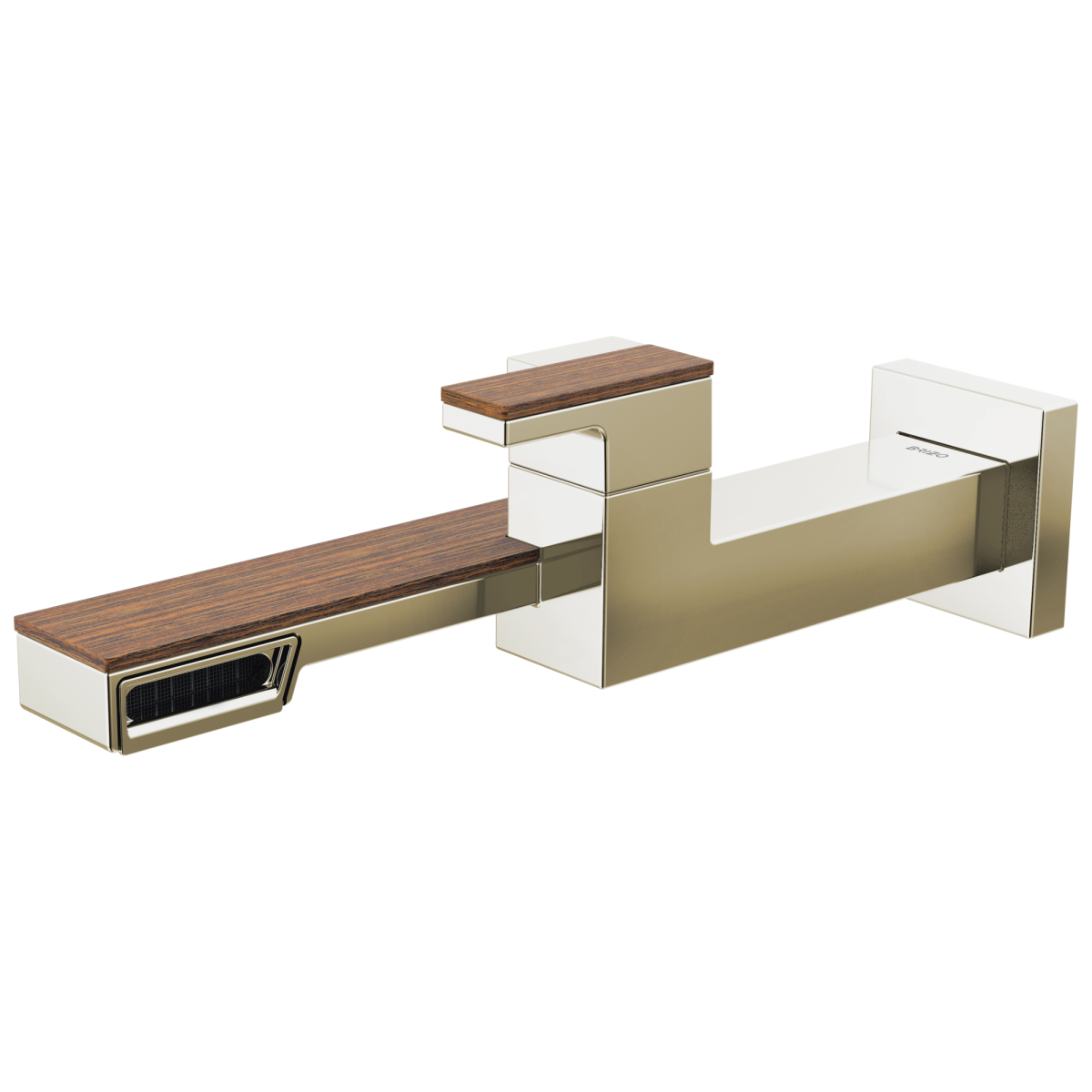 BRIZO Frank Lloyd Wright Single-Handle Wall Mount Lavatory Faucet 1.2 GPM — Polished Nickel Wood