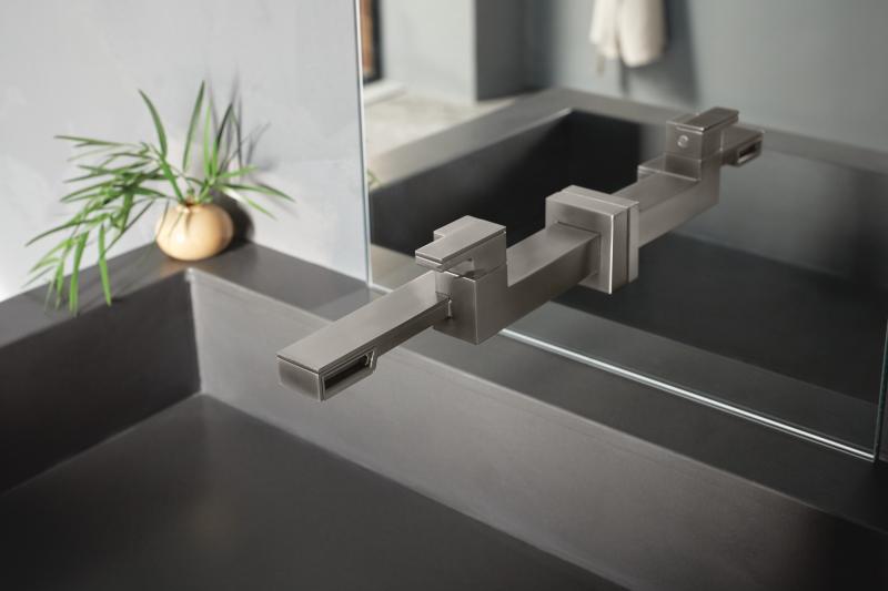 BRIZO Frank Lloyd Wright Single-Handle Wall Mount Lavatory Faucet 1.2 GPM — Luxe Steel