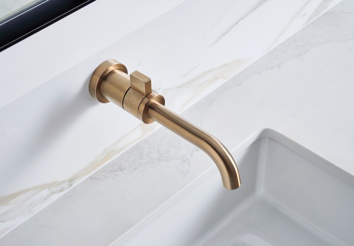 BRIZO Litze Single-Handle Wall Mount Lavatory Faucet 1.5 GPM — Luxe Gold