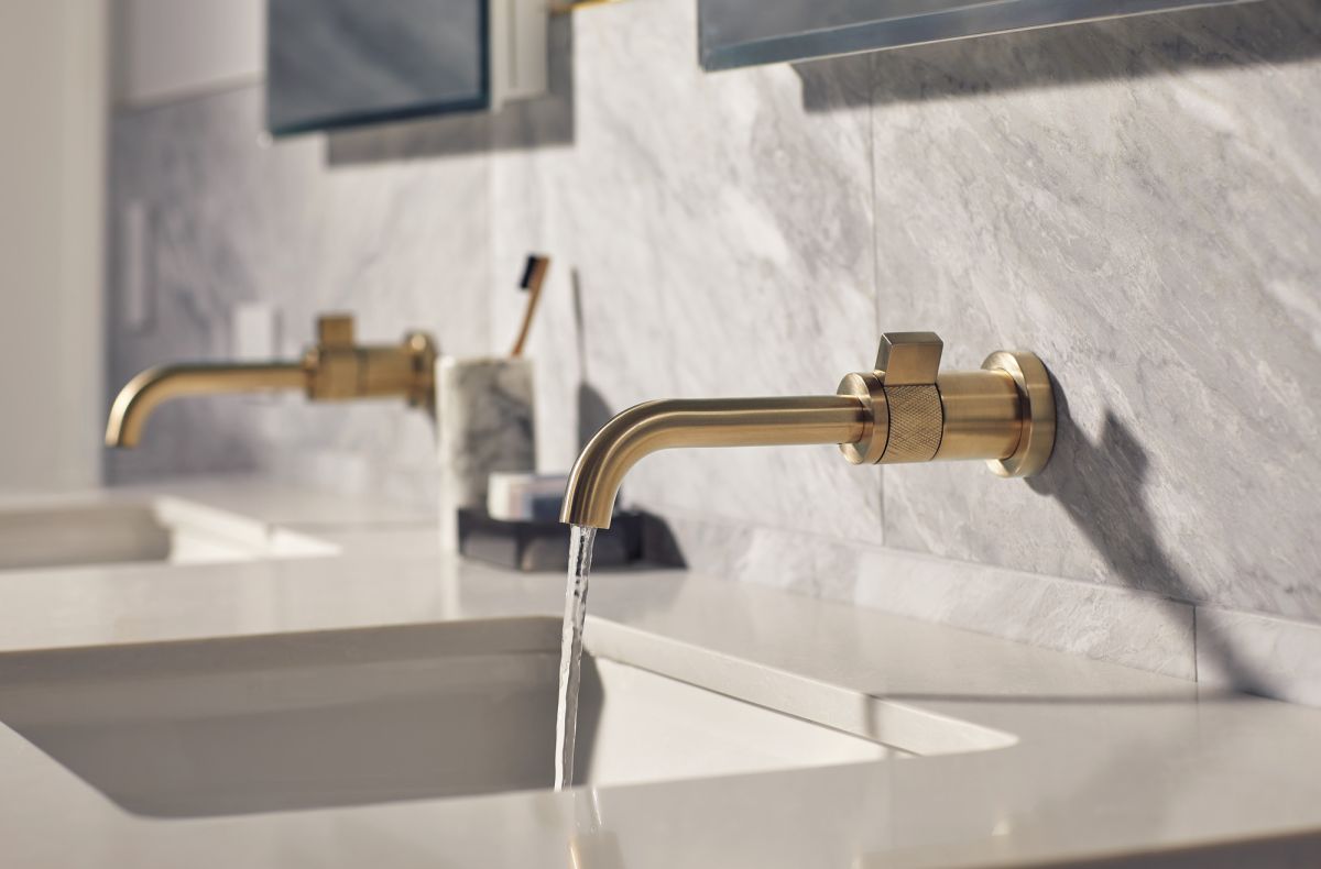 BRIZO Litze Single-Handle Wall Mount Lavatory Faucet 1.5 GPM — Luxe Gold