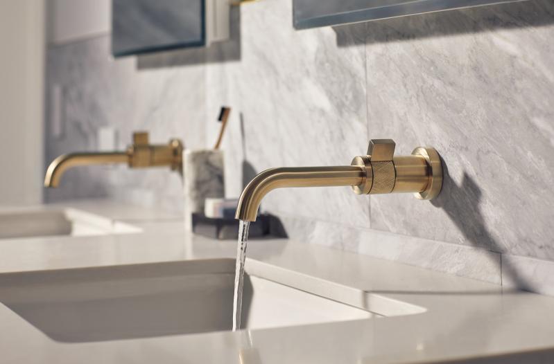 BRIZO Litze Single-Handle Wall Mount Lavatory Faucet 1.5 GPM — Luxe Gold