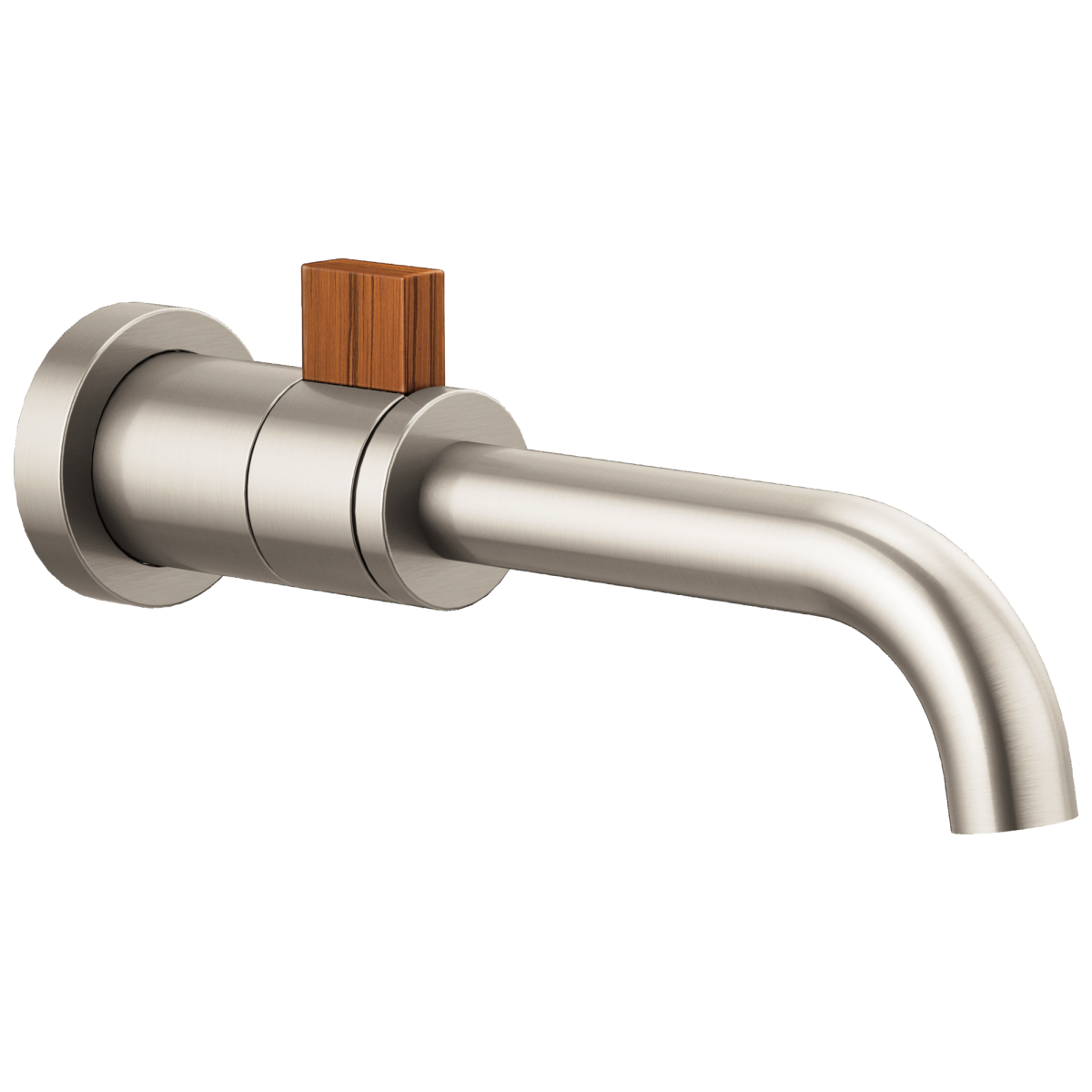 BRIZO Litze Single-Handle Wall Mount Lavatory Faucet 1.5 GPM — Luxe Nickel / Teak Wood