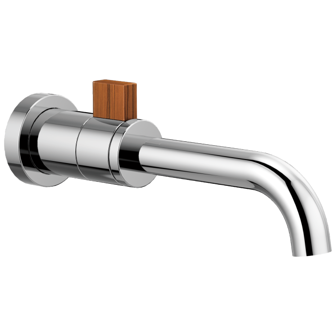 BRIZO Litze Single-Handle Wall Mount Lavatory Faucet 1.2 GPM — Polished Chrome / Teak Wood
