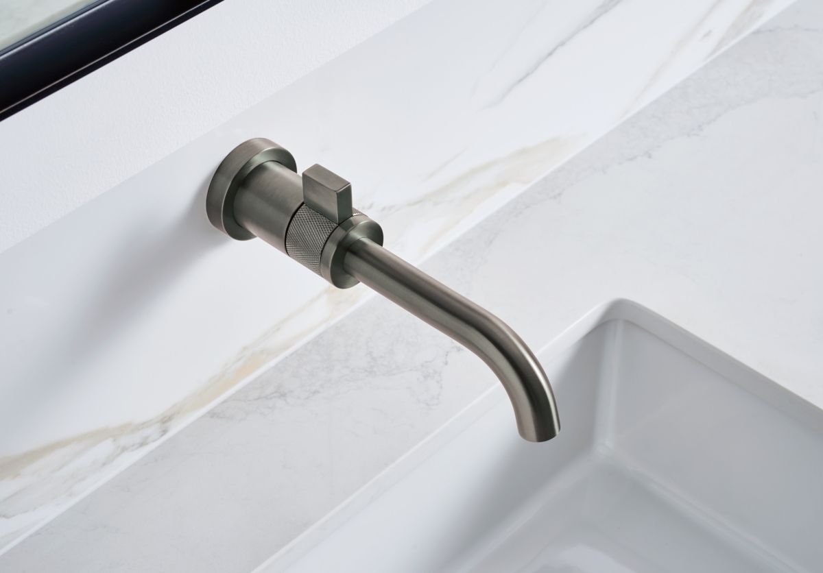 BRIZO Litze Single-Handle Wall Mount Lavatory Faucet 1.5 GPM — Luxe Steel