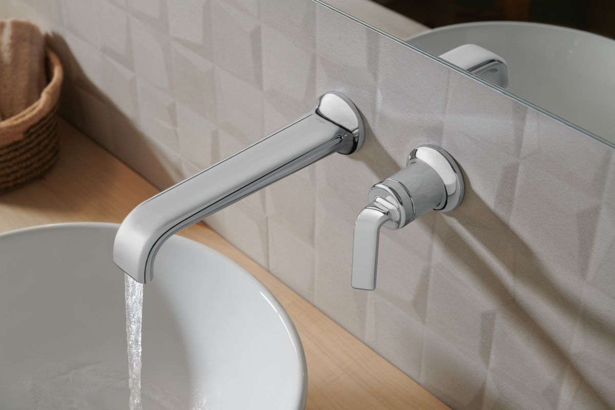 BRIZO Allaria Two-Hole, Single-Handle Wall Mount Lavatory Faucet - Less Handle 1.2 GPM — Chrome