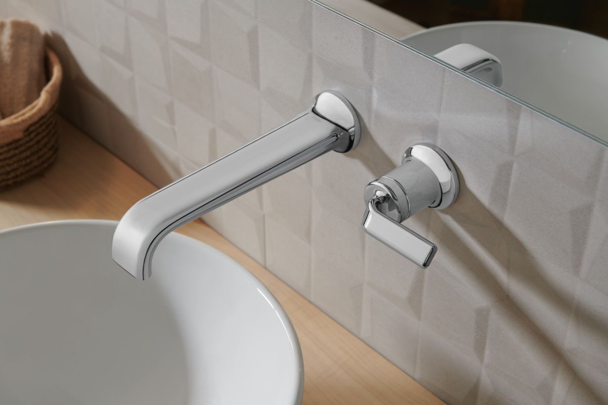 BRIZO Allaria Two-Hole, Single-Handle Wall Mount Lavatory Faucet Twist Handle Kit — Chrome