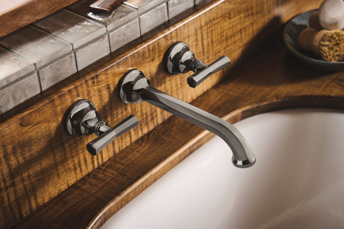 BRIZO Beauclere Wall Mount Lavatory Cross Handle Kit — Brilliance Black Onyx
