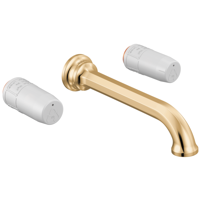 BRIZO Beauclere Two-Handle Wall Mount Lavatory Faucet - Less Handles 1.2 GPM — Polished Gold