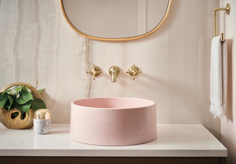 BRIZO Odin Two-Handle Wall Mount Lavatory Faucet - Less Handles — Luxe Gold
