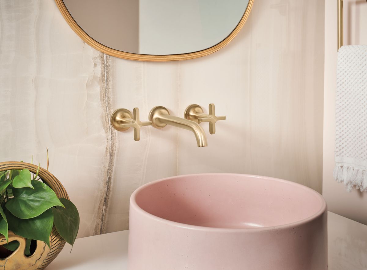 BRIZO Odin Two-Handle Wall Mount Lavatory Faucet - Less Handles — Luxe Gold