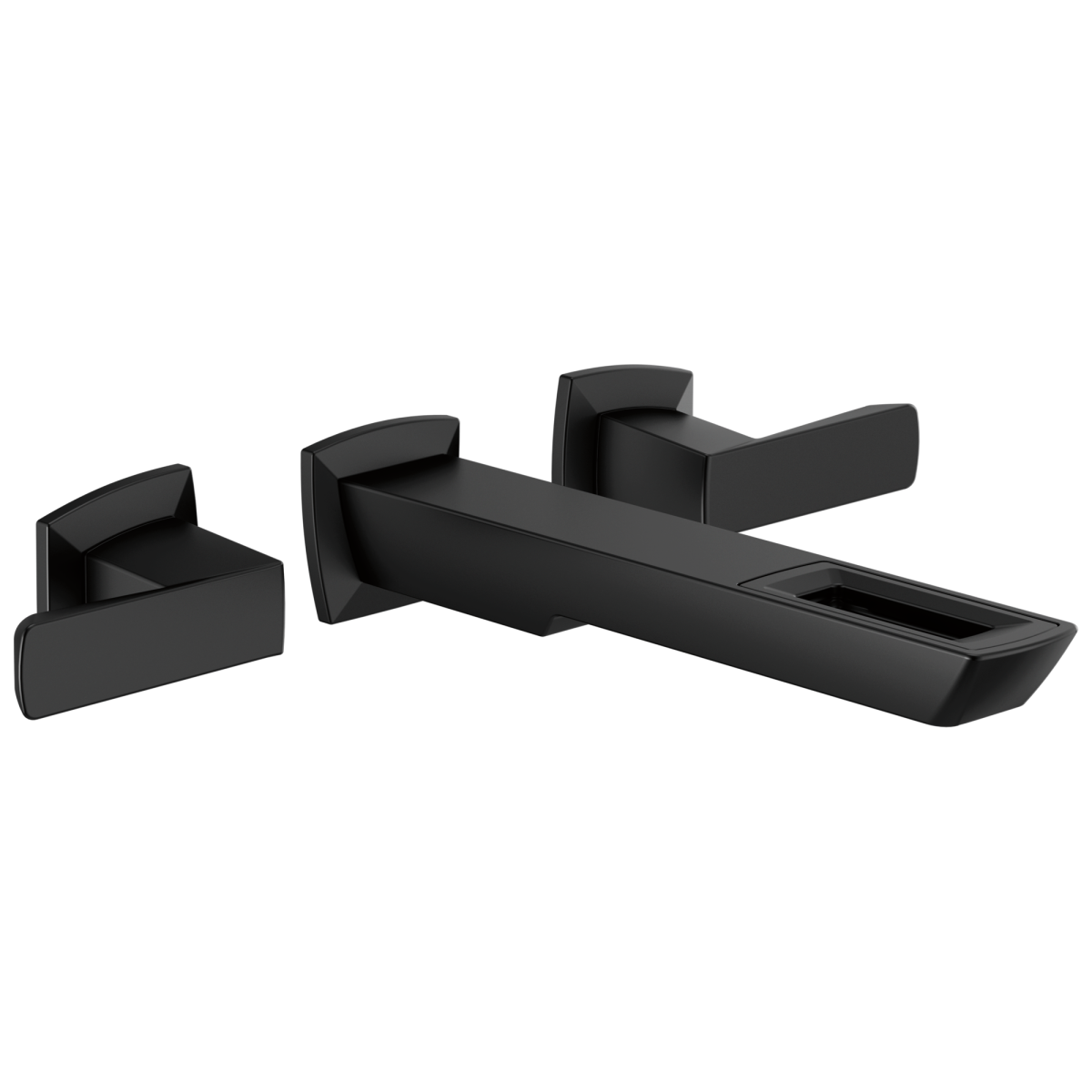BRIZO Vettis Two-Handle Wall Mount Lavatory Faucet With Open-Flow Spout 1.2 GPM — Matte Black
