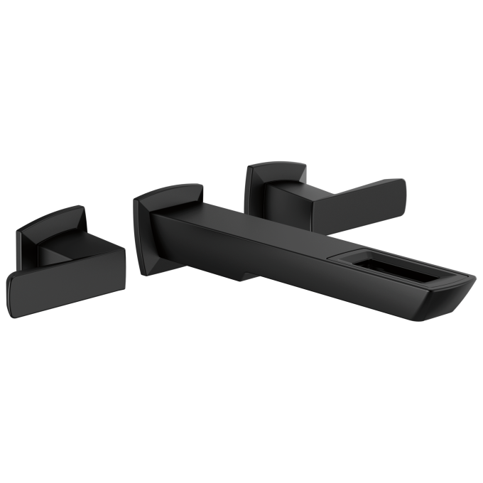 BRIZO Vettis Two-Handle Wall Mount Lavatory Faucet With Open-Flow Spout 1.2 GPM — Matte Black