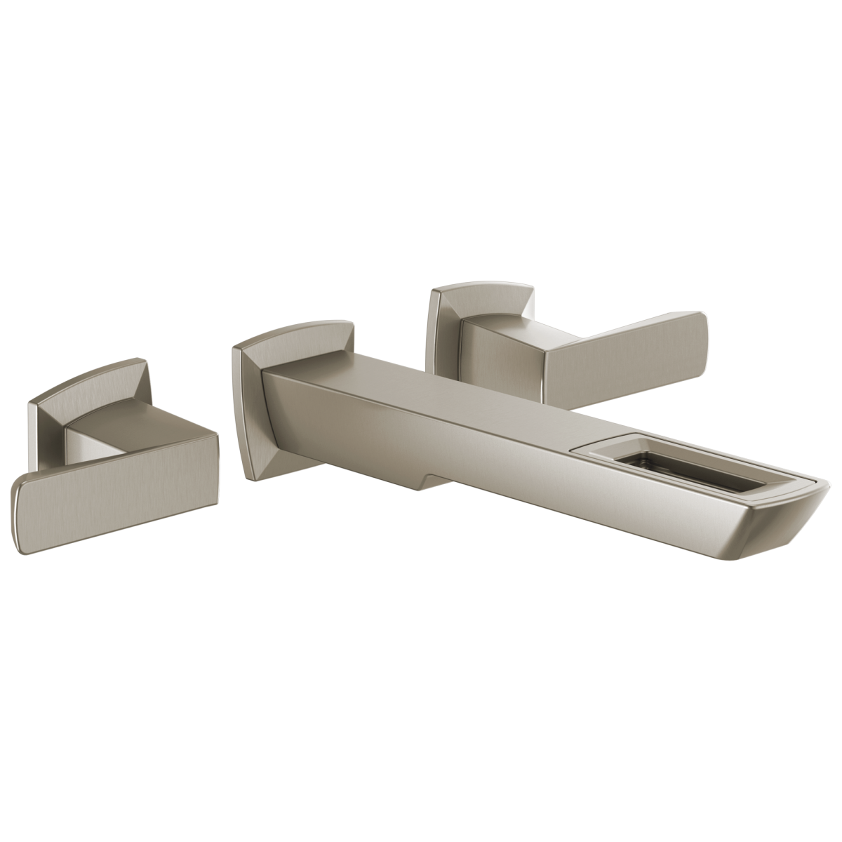 BRIZO Vettis Two-Handle Wall Mount Lavatory Faucet With Open-Flow Spout 1.2 GPM — Luxe Nickel