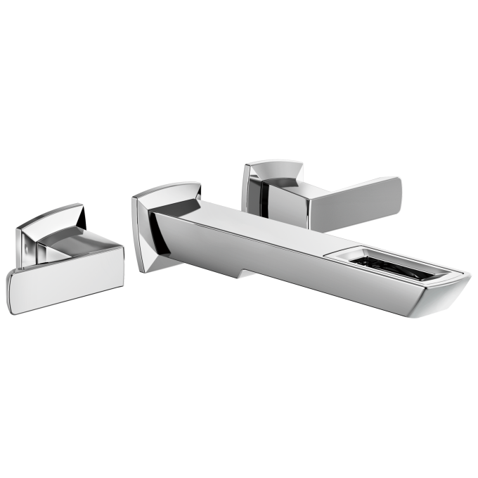 BRIZO Vettis Two-Handle Wall Mount Lavatory Faucet With Open-Flow Spout 1.2 GPM — Chrome