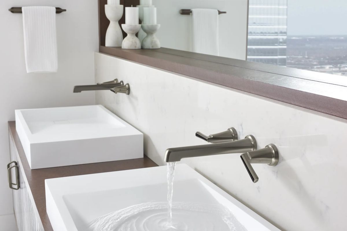 BRIZO Levoir Two-Handle Wall Mount Lavatory Faucet - Less Handles 1.5 GPM — Luxe Steel