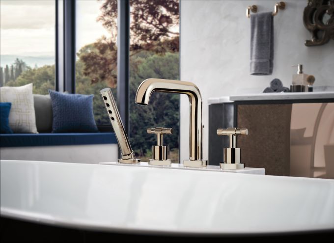 BRIZO Litze Roman Tub with Handshower - Less Handles — Chrome