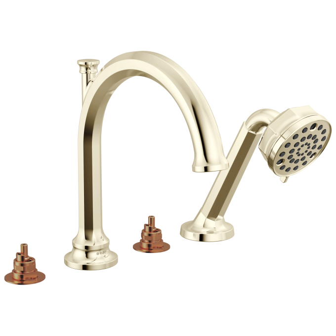 BRIZO Beauclere Roman Tub Faucet With Handshower - Less Handles — Polished Nickel