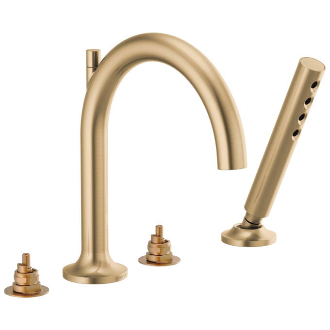 BRIZO Odin Roman Tub Faucet with Handshower - Less Handles — Luxe Gold
