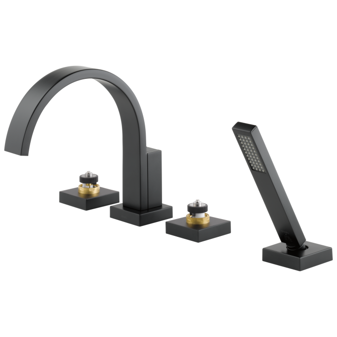 BRIZO Siderna Roman Tub Faucet with Hand Shower - Less Handles — Matte Black
