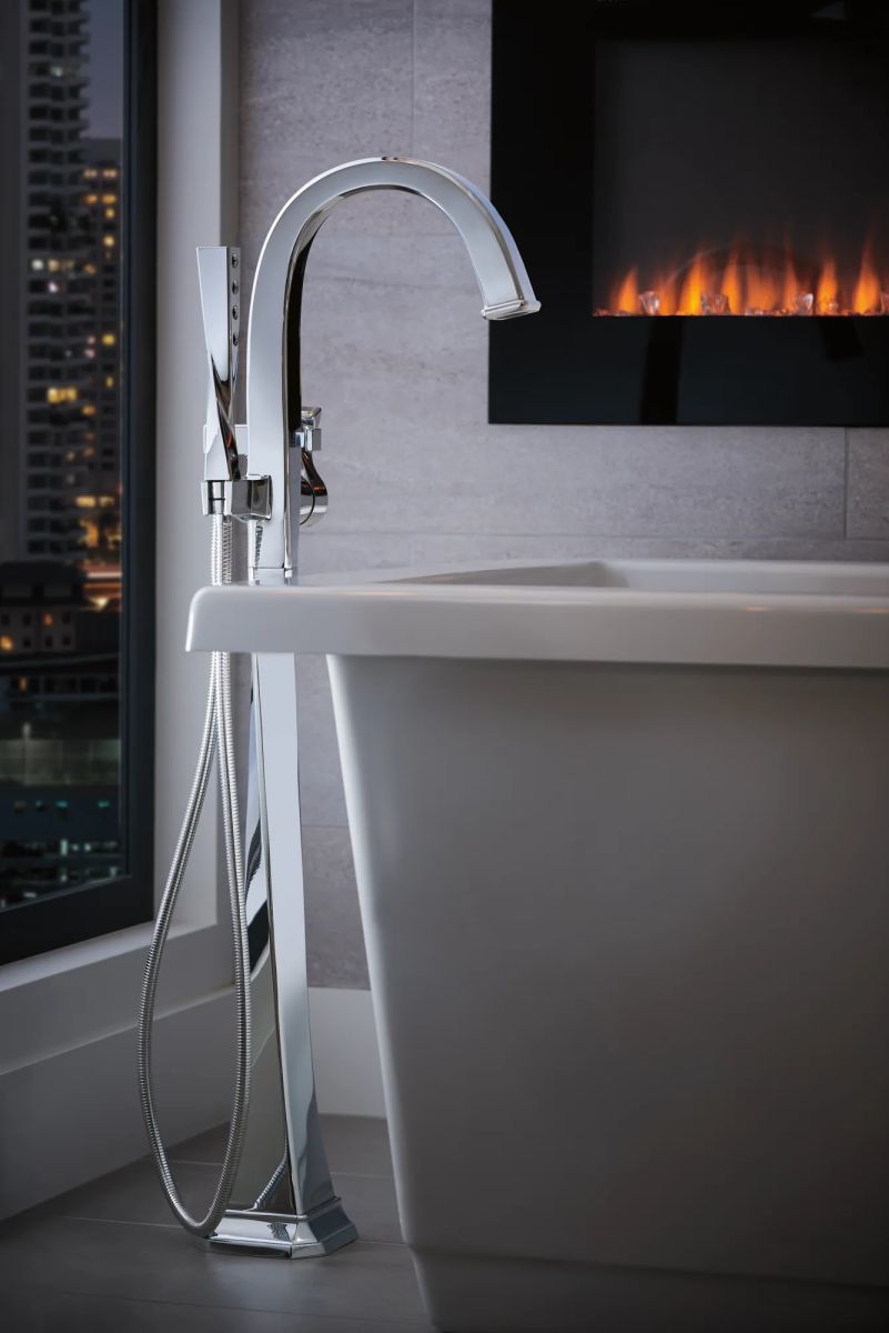 BRIZO Virage Single-Handle Freestanding Tub Filler — Chrome