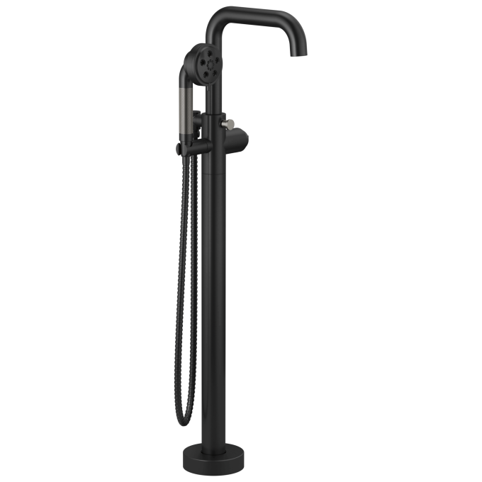 BRIZO Litze Single-Handle Freestanding Tub Filler - Less Handle — MATTE BLACK/LUXE STEEL