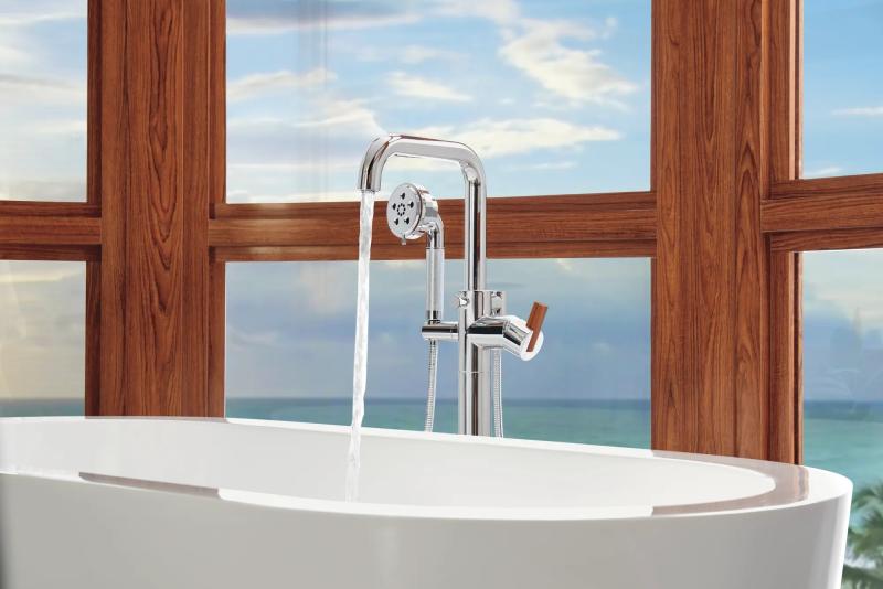 BRIZO Litze Single-Handle Freestanding Tub Filler - Less Handle — Chrome