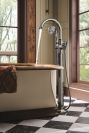 BRIZO Beauclere Single-Handle Floor Mount Tub Filler Lever Handle Kit — Brilliance Black Onyx