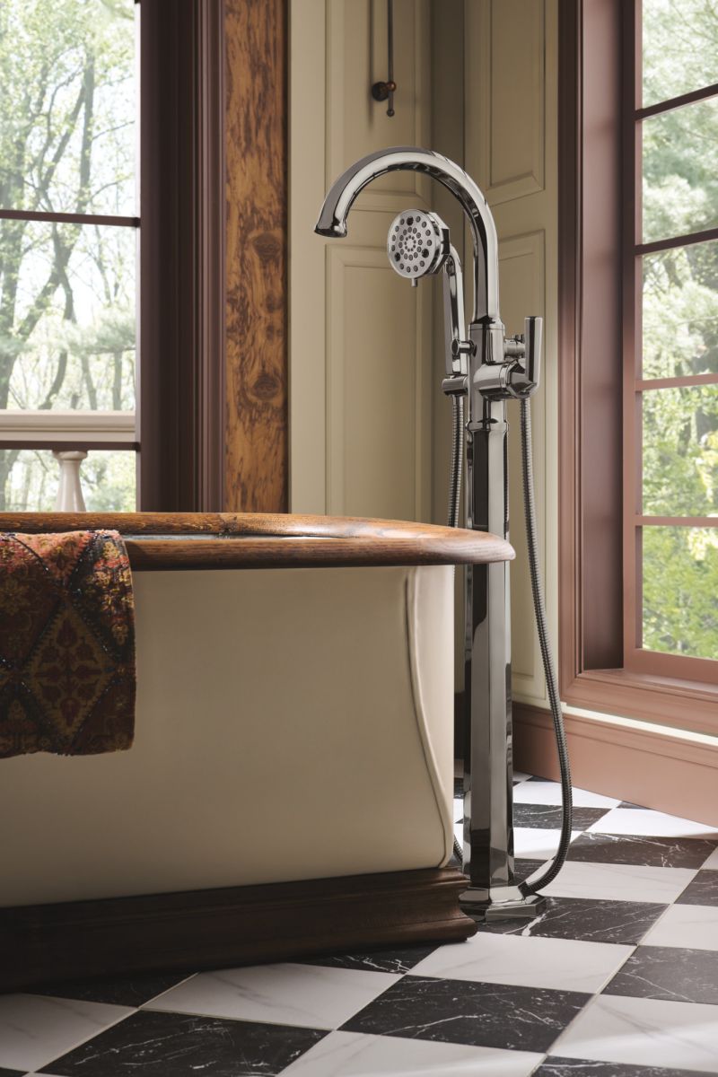 BRIZO Beauclere Single-Handle Freestanding Tub Filler - Less Handle — Brilliance Black Onyx