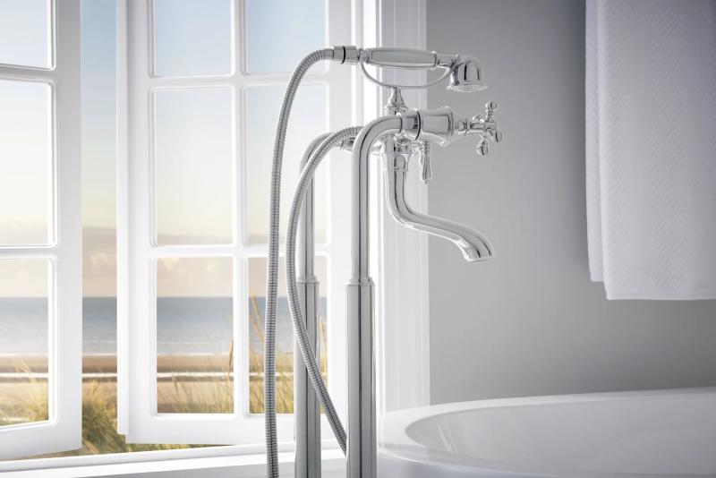BRIZO Traditional Floor Mount Tub Filler Risers — Chrome