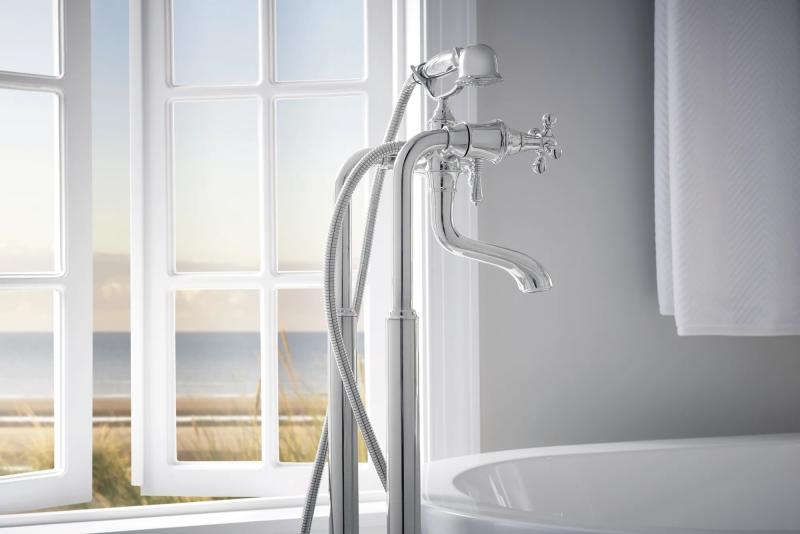 BRIZO Traditional Floor Mount Tub Filler Risers — Chrome