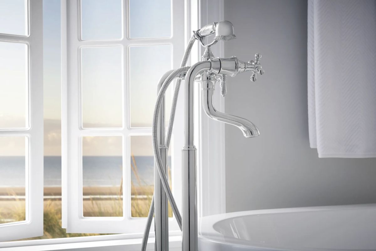 BRIZO Traditional Two-Handle Freestanding Tub Filler Body Assembly Trim - Less Handles — Chrome
