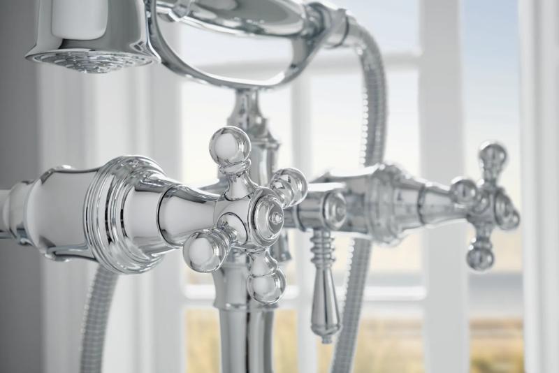 BRIZO Traditional Floor Mount Tub Filler Risers — Chrome