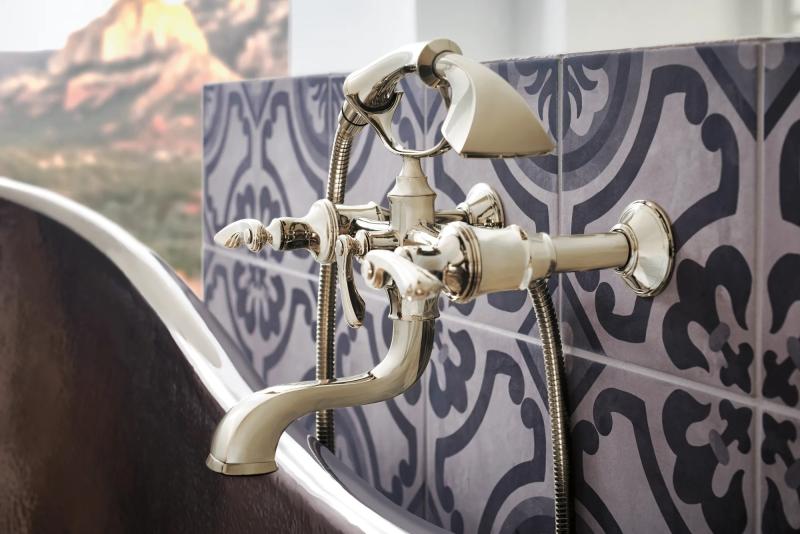 BRIZO Traditional WALL MOUNT TUB FILLER UNIONS — Polished Nickel