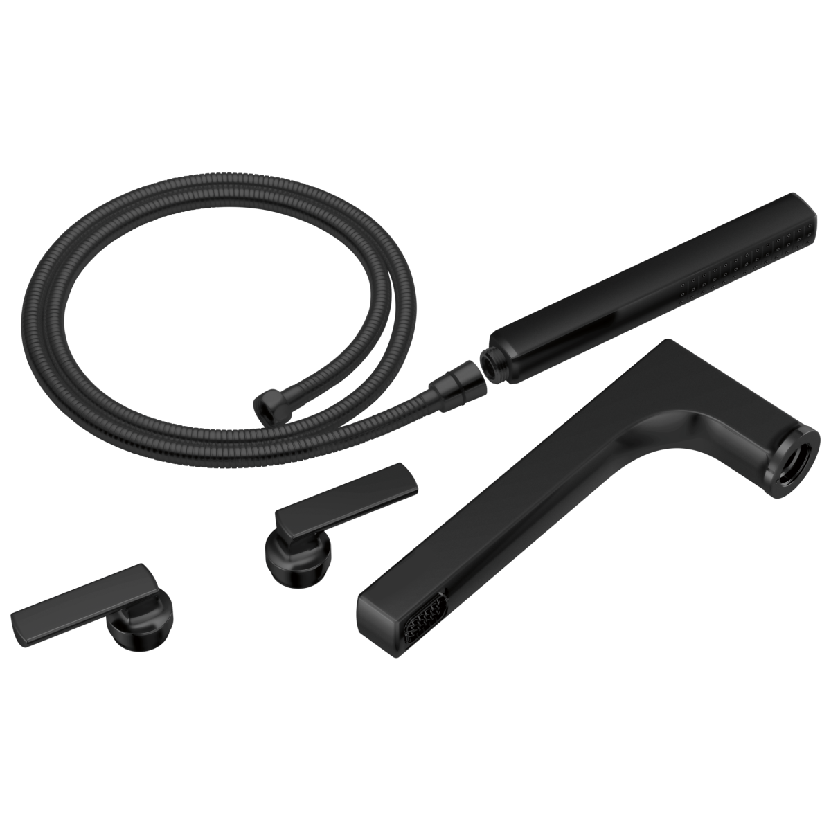 BRIZO Kintsu Two-Handle Tub Filler Trim Kit with Lever Handles — Matte Black
