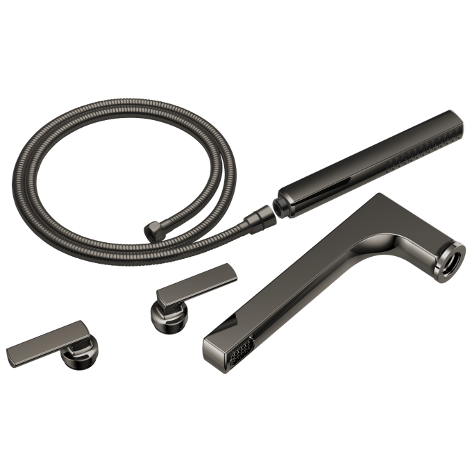 BRIZO Kintsu Two-Handle Tub Filler Trim Kit With Lever Handles — Brilliance Black Onyx