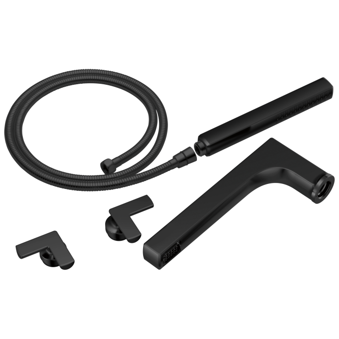 BRIZO Kintsu Two-Handle Tub Filler Trim Kit with Cross Handles — Matte Black