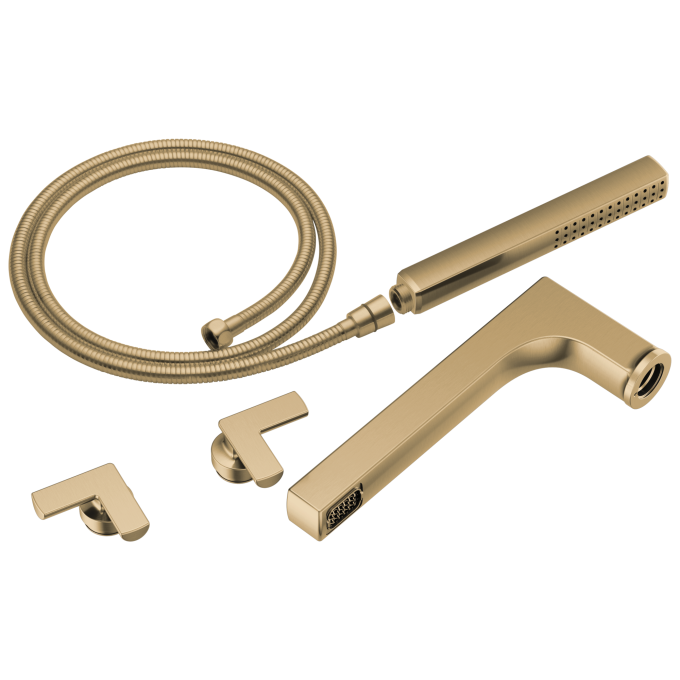 BRIZO Kintsu Two-Handle Tub Filler Trim Kit With Cross Handles — Luxe Gold