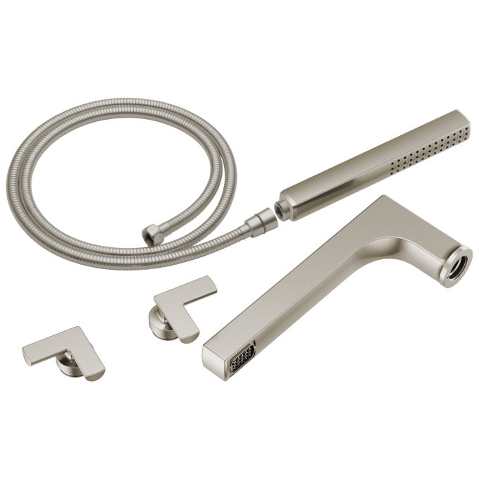BRIZO Kintsu Two-Handle Tub Filler Trim Kit With Cross Handles — Luxe Nickel