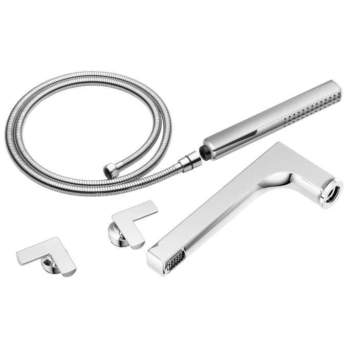 BRIZO Kintsu Two-Handle Tub Filler Trim Kit With Cross Handles — Chrome