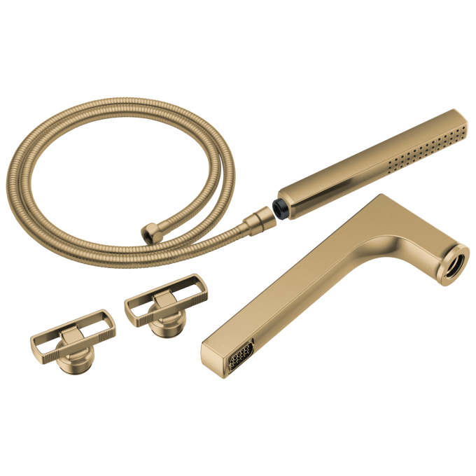 BRIZO Kintsu Two-Handle Tub Filler Trim Kit With Knob Handles — Luxe Gold