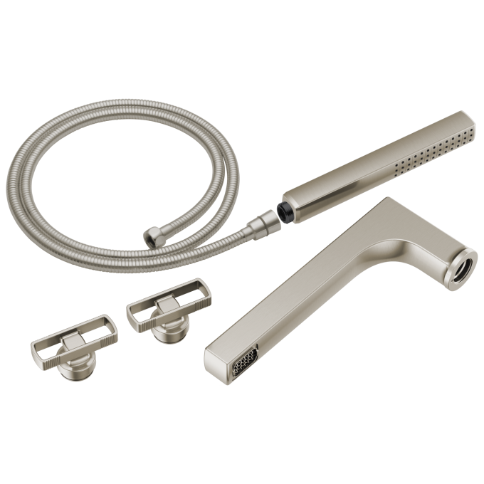 BRIZO Kintsu Two-Handle Tub Filler Trim Kit With Knob Handles — Luxe Nickel