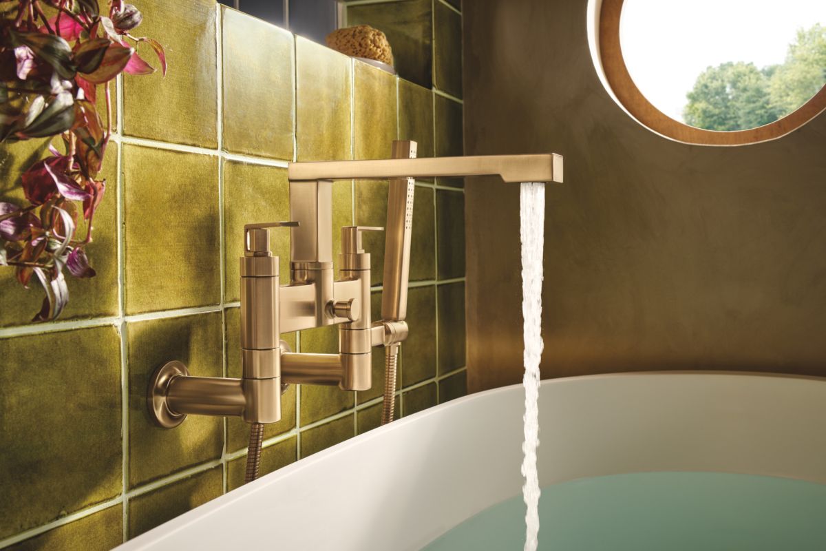 BRIZO Kintsu Wall Mount Tub Filler Unions — Luxe Gold