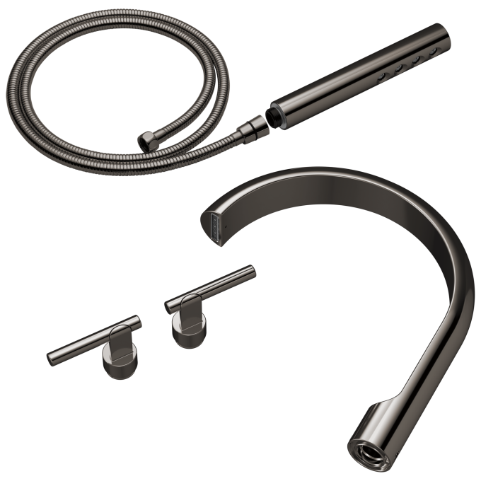 BRIZO Roccesco Two-Handle Tub Filler Trim Kit with Lever Handles — Brilliance Black Onyx