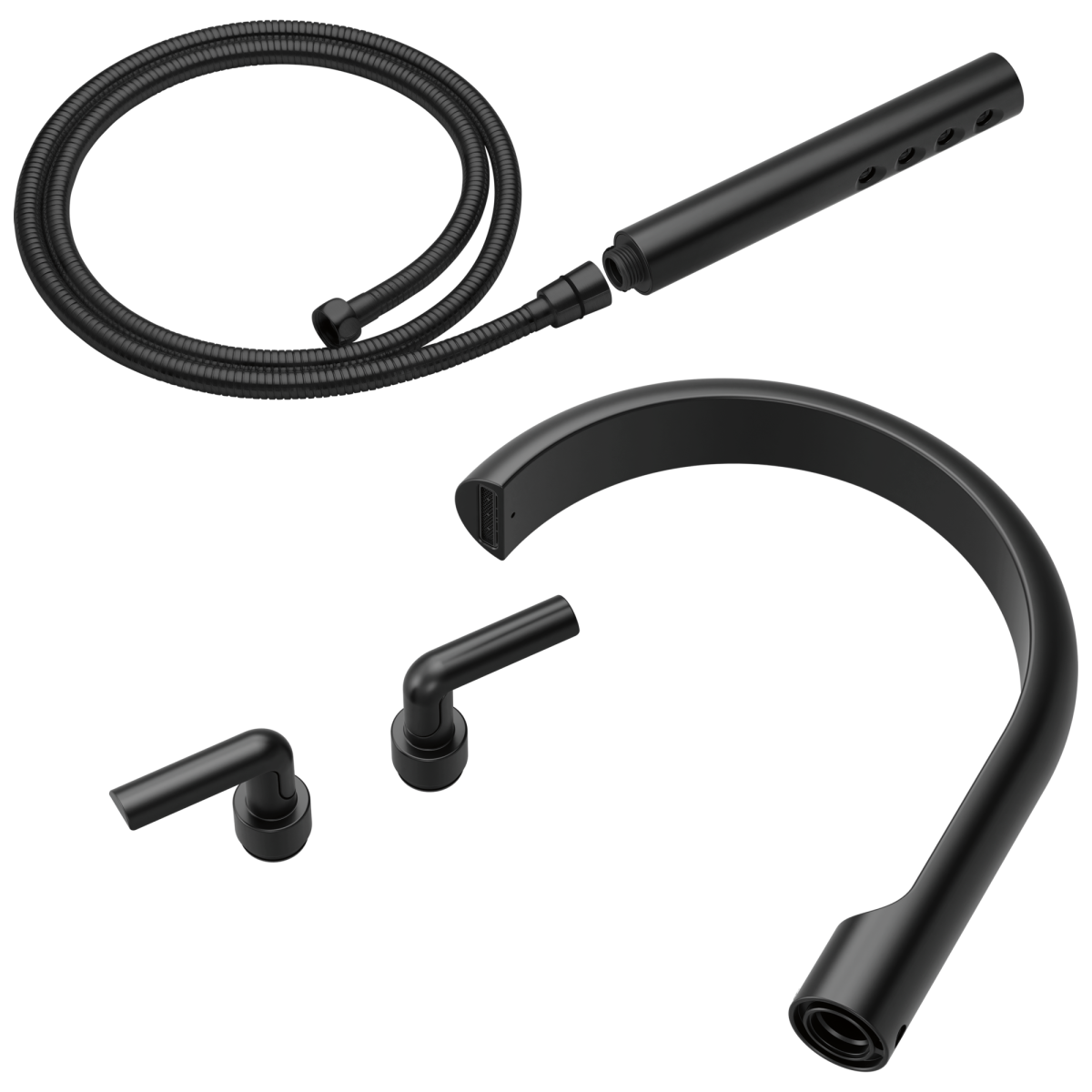 BRIZO Roccesco Two-Handle Tub Filler Trim Kit with Bent Lever Handles — Matte Black