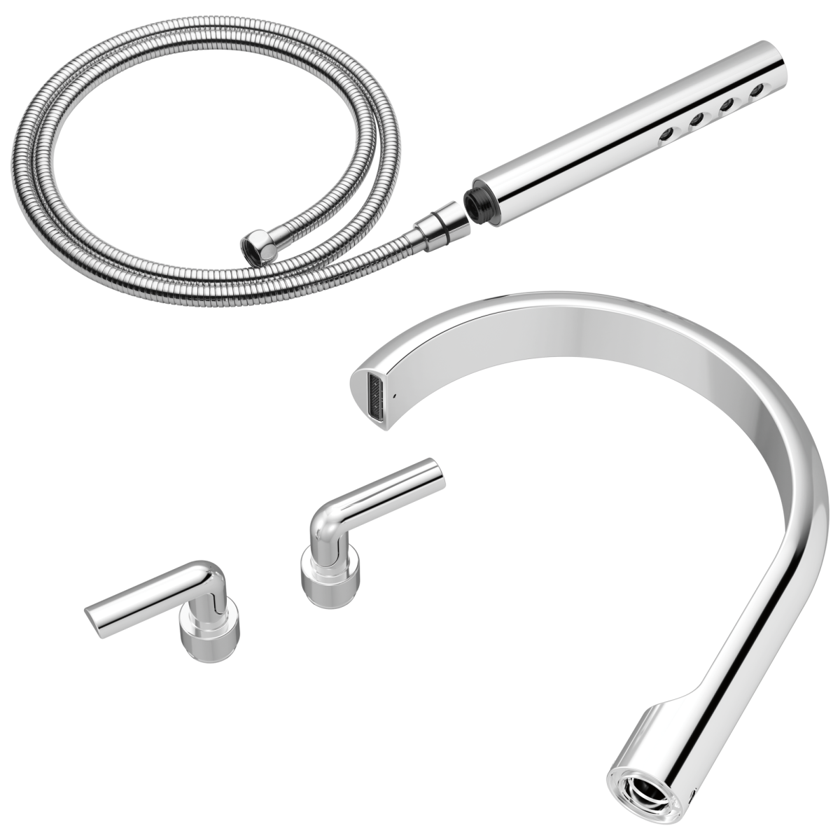BRIZO Roccesco Two-Handle Tub Filler Trim Kit with Bent Lever Handles — Chrome