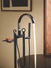 BRIZO Roccesco Two-Handle Tub Filler Trim Kit with Knob Handles — Matte Black